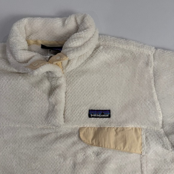 Patagonia Women's L Los Gatos Fleece Pullover Cream Beige Snap Thermal Pro - Picture 6 of 7